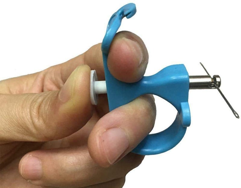 WSD Needle Puller, 3 in 1 Thread Cutter Sewing Thimble Shielded Protector Pin Needles Quilting Craft Accessories DIY Sewing Tools(Blue) - Image 1